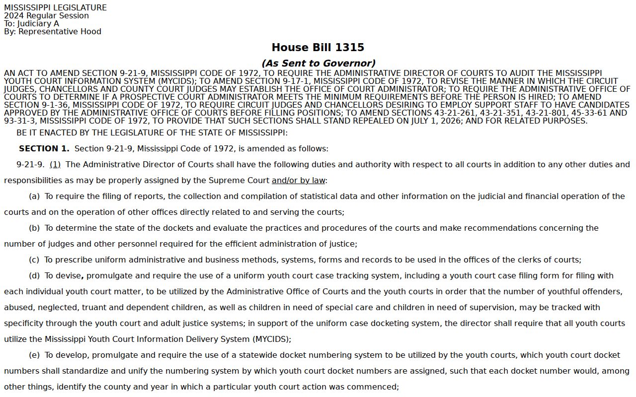 Yazoo County criminal court docket youth confidentiality legislative source