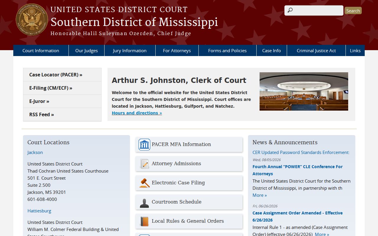 Yazoo County court docket Southern District federal court source